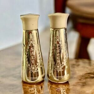 Vintage Religious Salt and Pepper Shaker Set Silver color